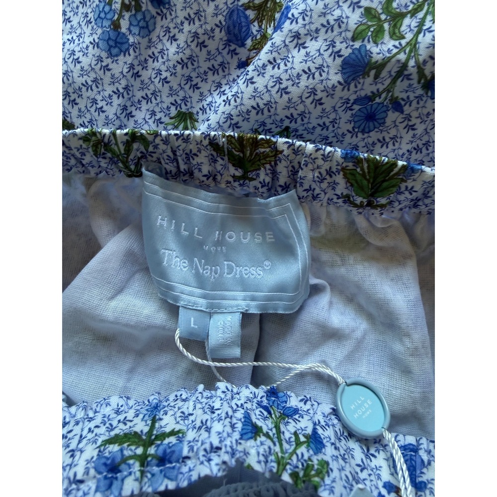 hill house the anita nap dress blue block floral print, women size large - Picture 8 of 9